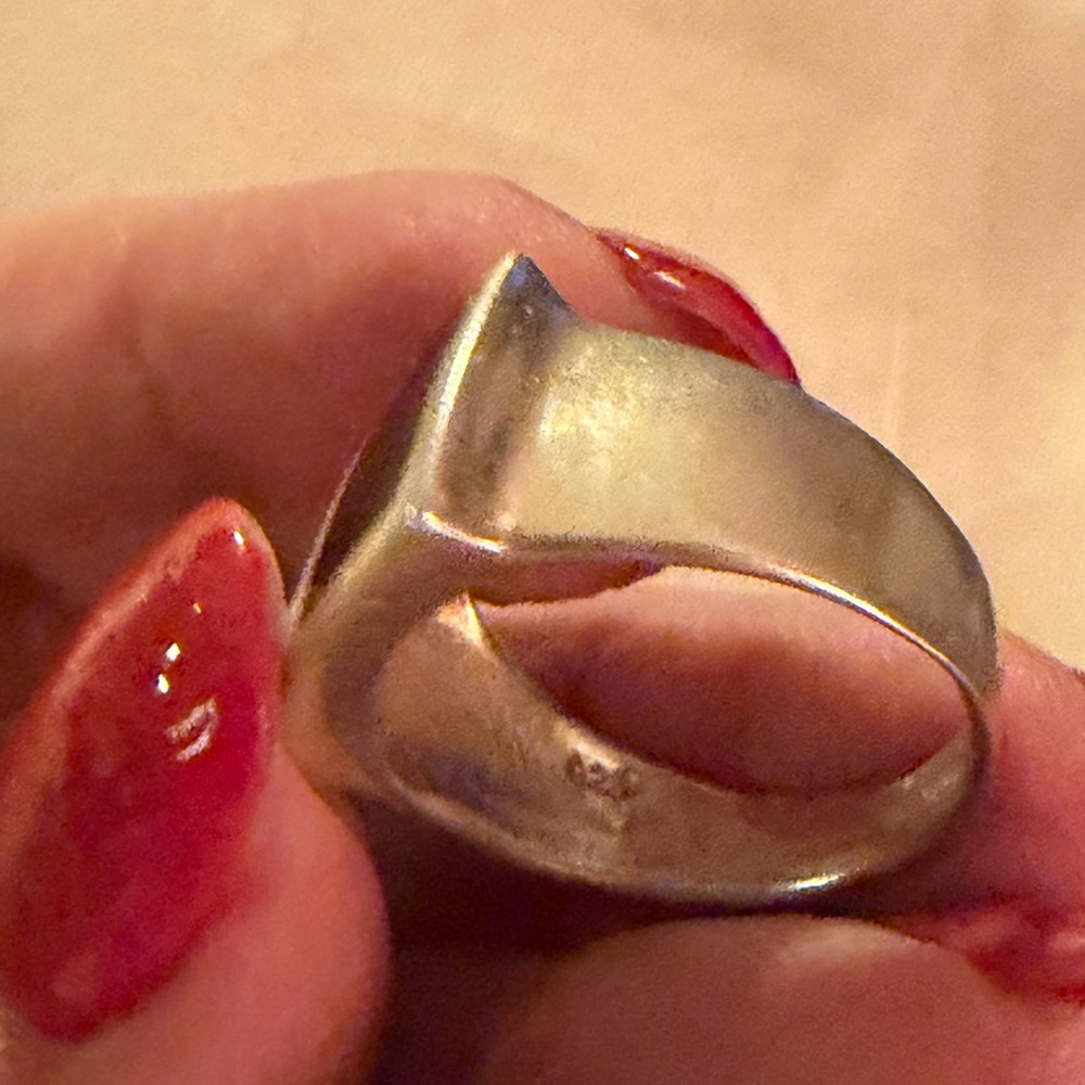 .925 Black Onyx & Mop Rectangular Ring - image 2